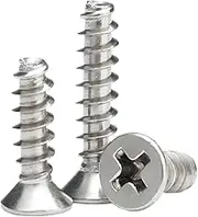 Self Tapping Screws 100pcs M1/M1.2/M1.4/M1.5/M1.6/M1.7/M2/M2.2/M2.3/M2.5/M2.6/M3/M3.5/M4/M5 Nickel Plated Carbon Steel Cross Recessed Countersunk Head Self-Tapping Screws, M4x12mm(M2x6mm)