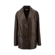 [BALLY] BALLY Nappa leather single-breasted jacket Woman 42 42 Brown