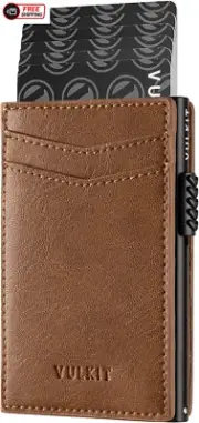 VULKIT Card Holder Pop up Cards Slim Leather Wallet RFID Protection up to 11 Car