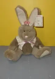 Seated 9" RUSS Stuffed Plush Animal Easter Bunny Rabbit Named Misty w/ Rose