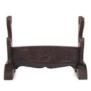 Wenge Japanese Samurai Sword Holder Stand Katana Tanto Rack Kylin Carved 2 Tier