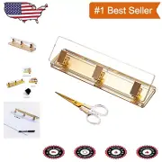10-Sheet Capacity Gold Acrylic Three-Hole Punch with Scissors - Office Essential