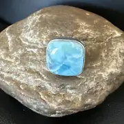 Womens Blue Larimar Navajo Sterling Silver Ring Size 8 17649