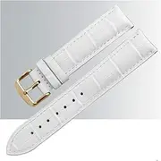 MGHN Leather Watch Straps Leather Watch Bands Polished Buckle Watch Band Strap Quick Release Replacement Wristbands Padded (Color : White Gold Buckle, Size : 12mm)