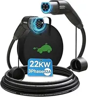 EV Charging Cable Type2 to Type2 22kw 32A EV Charger Female Plug to Male Plug EVSE Charging 5M TPU Cable