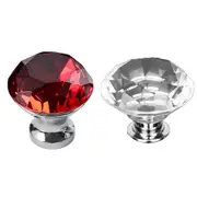 Door Knobs Handles Clear Crystal Diamond Glass Kitchen Cupboard Cabinet Pulls 30MM