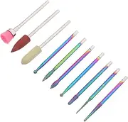 Happyyami 10Pcs Manicure Drill Bit Kit Durable Nail File Bits for Nail Art for Professionals Beginners for Manicure Pedicure Use Nail Tools