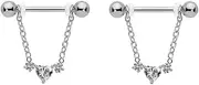 [Niaspi] 14G Love Heart Tassel Chain Nipple Bars Rings for Women 316L Stainless Steel CZ Bezel Huggie Valentine's Day Dangle Nipplering Barbell Studs Rings Dainty Nipple Body Piercing Jewelry, Stainless Steel,