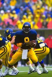 Major Harris West Virginia Mountaineers drops back to pass v Football 1988 Photo