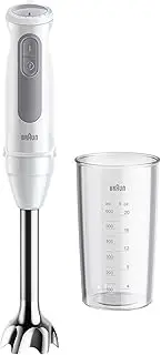 Braun MultiQuick 5 MQ 50001 M Hand Blender with PowerBell Plus Technology, Mini Bucket 21 Speeds + Turbo, Easy Click Plus System, Ergonomic Mixer, Steel Shaft, 600 ml Cup, 1000 W, White