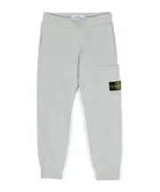 Compass-badge cotton track pants 8Y,14Y,12Y,10Y pearl gray