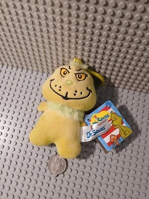 Aurora Dr. Seuss Grinch Stuffed Plush Keychain Clip NWT Green 3.5" Mini