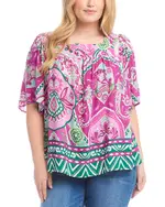 Karen Kane Plus Size Flare Sleeve Square Neck Top