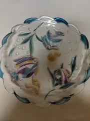 Savoir Vivre Key Largo Large Round Serving Platter Angel Fish Glass 15"