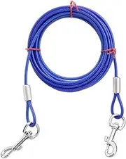 Tiardey Pet Traction Rope, Dog Chain, Iron Chain, Double-Ended One-To-Two Steel Wire Rope/Dog Rope/Fixed Rope/Dog Leash/25 Feet