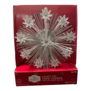 Holiday Time Light Up Silver Christmas Tree Topper 7 inch Clear Snowflake Star