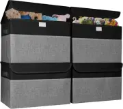 Large 22 Quart Linen Fabric Foldable Storage Bin Cube Organizer Basket with Flip