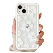 Compatible for iPhone 13/14 Case Cute Clear Flower Floral with More Hibiscus