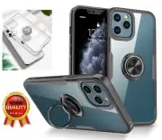 iPhone 11 12 14 Pro Max Plus Mini Clear Case Ring Holder Stand Shockproof Cover