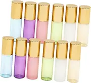 SAFIGLE 12Pcs Portable Essential Oil Roll Bottles Pearl Bottles Green White Blue Pink Purple for Travel and Formulations