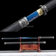 Chinese Tang Dynasty Dao 唐刀 Carbon Steel Sharp With Blue Blade Black Scabbard.