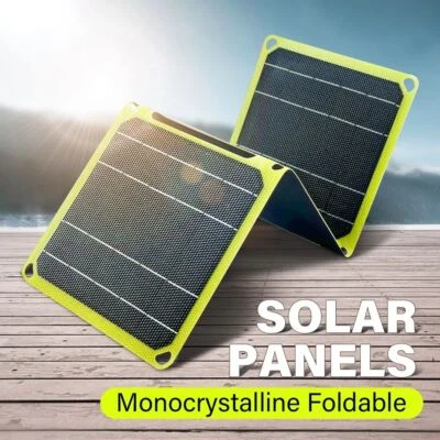 40W Folding Solar Panel USB Power Outdoor Camping Hiking Phone Charger Kit Green