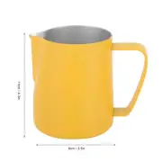 (Yellow)600ml Stainless Steel Milk Frothing Cup Jug Pitcher Latte Art For