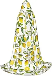 SKKNT Fresh Tropical Lemons Print Halloween Hooded Cloak Full Length Cape With Hood For Men And Women For Carnival