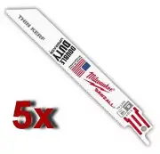 5 x MILWAUKEE 5184 6" 18TPI DOUBLE DUTY THIN KERF RECIPROCATING SAW BLADES