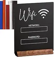 WLAN SIGN-Acrylic Password Holder with Wooden Base, Guest Network Display | Living Decoration for Hosts, Individually Customizable WLAN Code Panel, Welcome Sign for