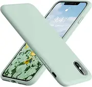 Vooii iPhone Xs Case, iPhone X Case, Soft Liquid Silicone Slim Rubber Full Body Protective iPhone Xs/X Case Cover (with Soft Microfiber Lining) Design for iPhone X iPhone Xs - Mint