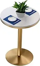 Tall Bistro Pub Table, Round Dining Table with 21.7inch/55cm Marble Top and Metal Base, Small Side Table End Table Tea Able Snack Table for Bedroom Balcony(Height 95cm/3.1ft)