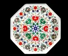 18" Marble side Table semi precious stones pietra dura inlay art Work handicraft