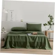 Linen Queen Sheets Set, 100% Stonewashed French Linen Bed Sheets Deep Pocket
