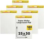 Post-it Super Sticky Easel Pad, 63.5x76.2 cm, 30 Sheets/Pad, 6 Pads, Large White Premium Self Stick Flip Chart Paper, Super Sticking Power (559VAD6PK)
