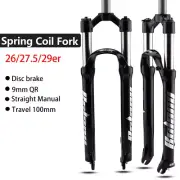 MTB Bicycle Spring Coil Fork Mountain Bike Supension Forks 26/27.5/29er Straight