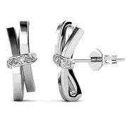 White Gold Tied Up Stud Earrings Embellished with SWAROVSKI crystals