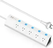 TUFPOWER Surge Protector Power Board 1.5M Cable 5 AC Outlets/2 USB-A/2 USB-C