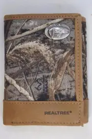 ZEP PRO SALTWATER REDFISH Drum Realtree Max-5 Camo Trifold Wallet Tin Gift Box