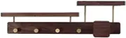 Rustic Walnut Wall Mounted Coat Rack with Shelf and Vintage Metal Hooks for Entryway Bathroom Living Room Wall Mounted Coat Hooks for Hallway and Kitchen