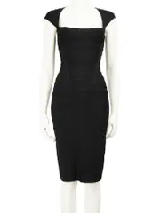 Black Square Neck Bandage Dress