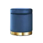 Artiss Ottoman Storage Foot Stool Round Velvet Navy
