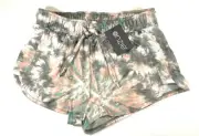 NWT Onzie Devine Small Woman Teen Tie Dye Gray Pink White Yoga sports shorts NEW