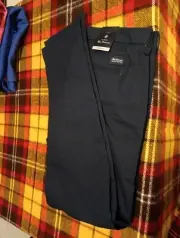 Ben Sherman Men Sz 36x32 Straight Slim Fit Stretch Checkered 5 Pocket Blue Pants