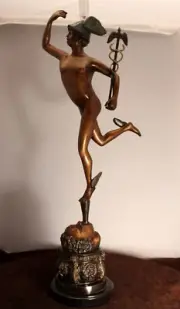 Mercury Statue 26" Hermes Real Bronze Giambologna Lost Wax Bronze