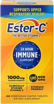 Ester-C Vitamin C 1000 mg Coated Tablets, Immune System Booster, Stomach-Friendl