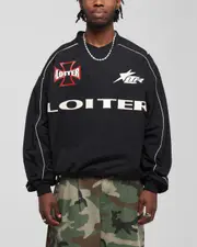 [LOITER] Loiter Racer Nylon Jersey Crewneck Black - Size M M Black
