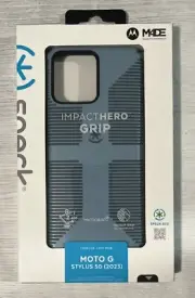 Speck ImpactHero Grip Phone Case for Moto G Stylus 5G (2023) - Light Blue/Gray