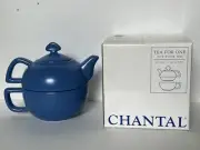 NIB Chantal Tea For One Stacked Teapot Cup Lid 13oz Blue 92-TPC10