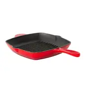 Healthy Choice Enamelled Cast Iron Square Grill Pan (44 x 30 x 4.7 cm) - Red